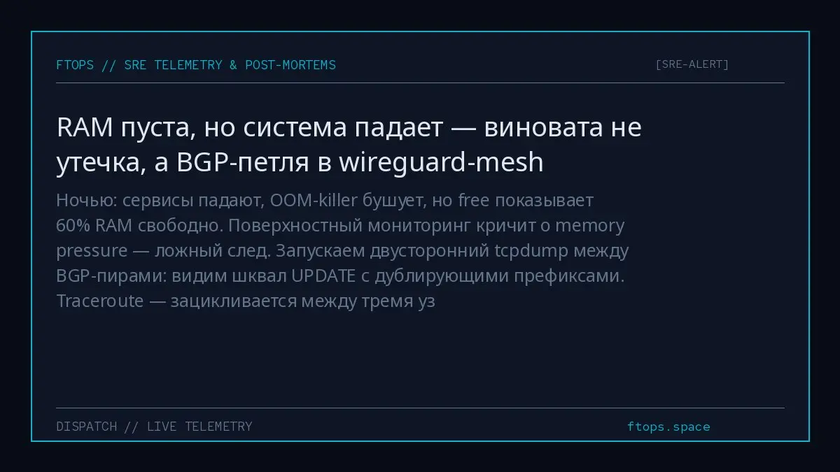 Ночью: сервисы падают, OOM-killer бушует, но free показывает 60% RAM свободно. Поверхностный мониторинг кричит о memory pressure — ложный след | Сетка — социальная сеть от hh.ru