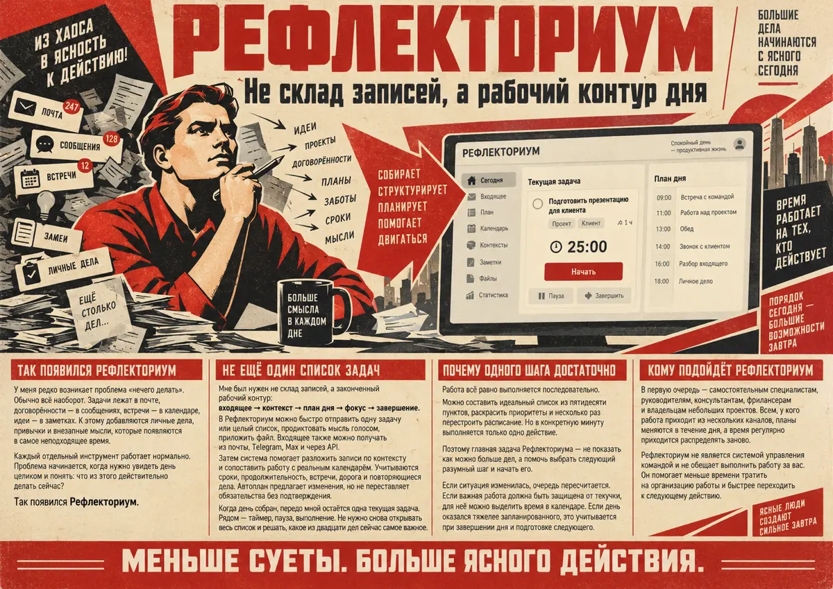 Рефлекториум: не склад записей, а рабочий контур дня | Сетка — социальная сеть от hh.ru