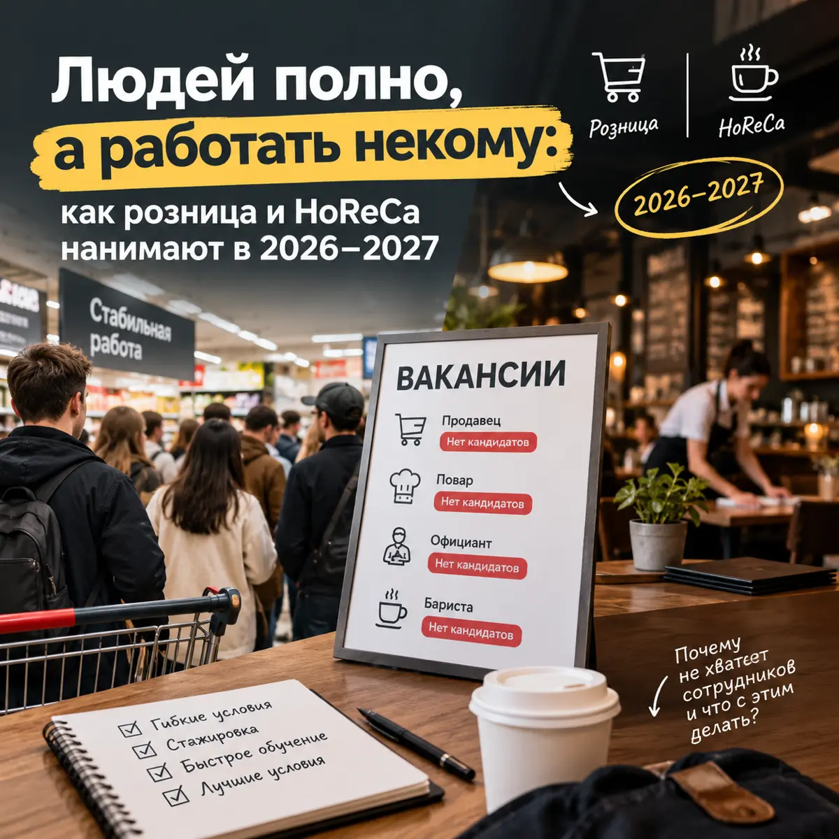 Как розница и HoReCa нанимают в 2026–2027 🛒☕ | Сетка — социальная сеть от hh.ru