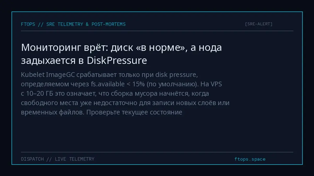 Kubelet ImageGC срабатывает только при disk pressure, определяемом через fs.available < 15% (по умолчанию) | Сетка — социальная сеть от hh.ru
