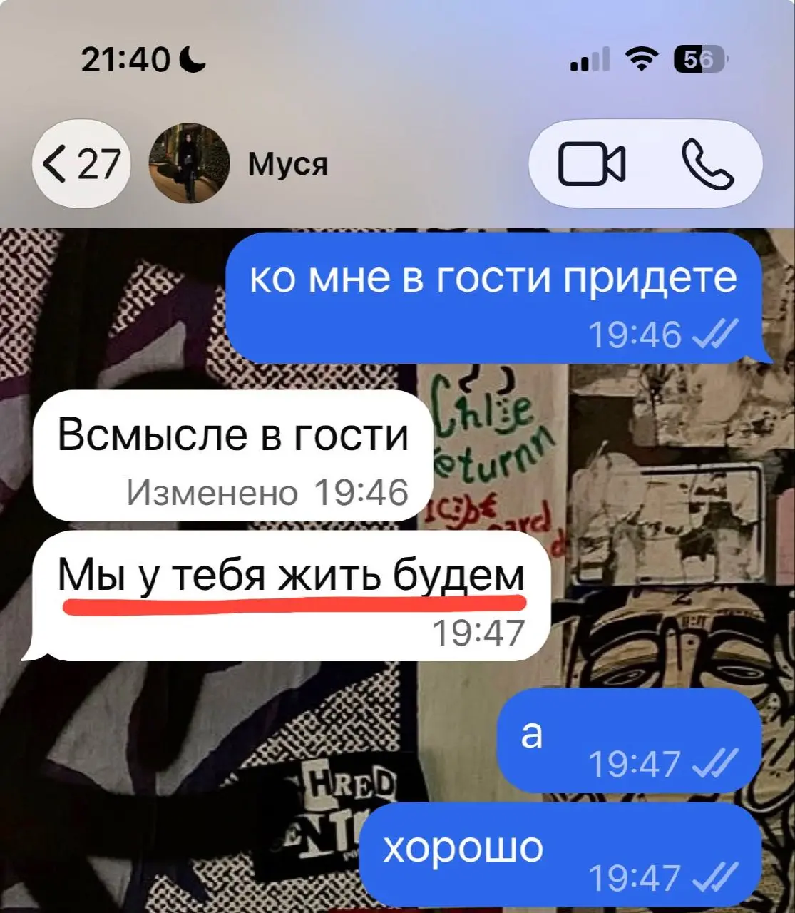 мама пишет, что впервые за 3 года приедет ко мне в Москву
следующее, что я вижу в чате:
(у меня студия и одна кровать) | Сетка — социальная сеть от hh.ru