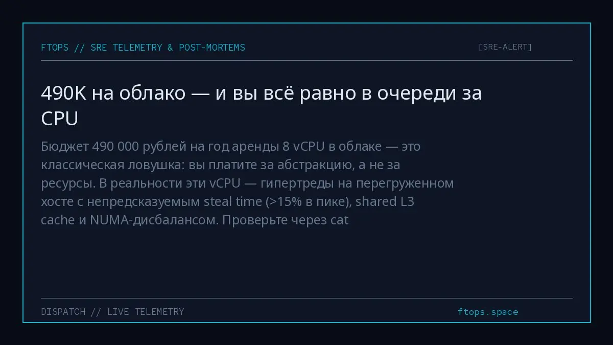 Бюджет 490 000 рублей на год аренды 8 vCPU в облаке — это классическая ловушка: вы платите за абстракцию, а не за ресурсы | Сетка — социальная сеть от hh.ru