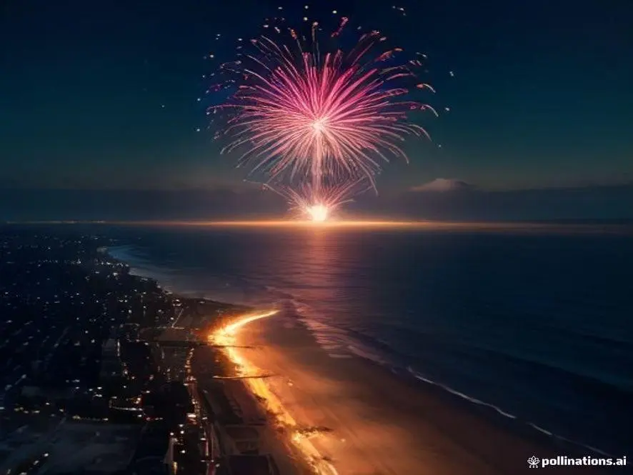 Ночной салют в Сан-Франциско: сотни залпов на пляже 🎆✨ | Сетка — социальная сеть от hh.ru