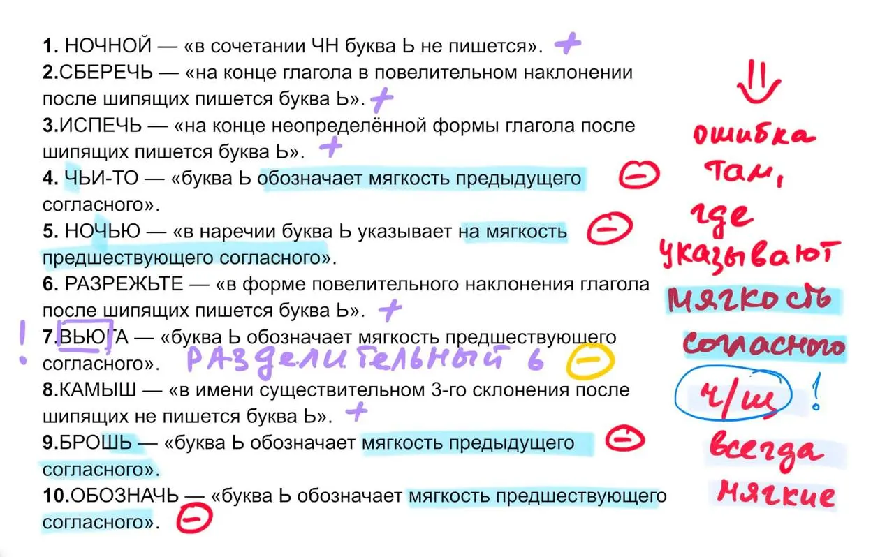 🖋🖋🖋🖋🖋🖋🖋🖋🖋
🖋 🖋🖋🖋
❤️❤️❤️❤️❤️❤️❤️ 6️⃣
( ОБЗ, правописание Ь)
Вспоминаем правописание и объяснение функций Ь (задания из ОБЗ)
1. НОЧНОЙ — «в сочетании ЧН буква Ь не пишется».
2 | Сетка — социальная сеть от hh.ru