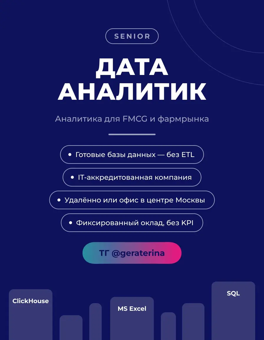 Вакансия: Старший аналитик данных в ИТ-компанию | Сетка — социальная сеть от hh.ru