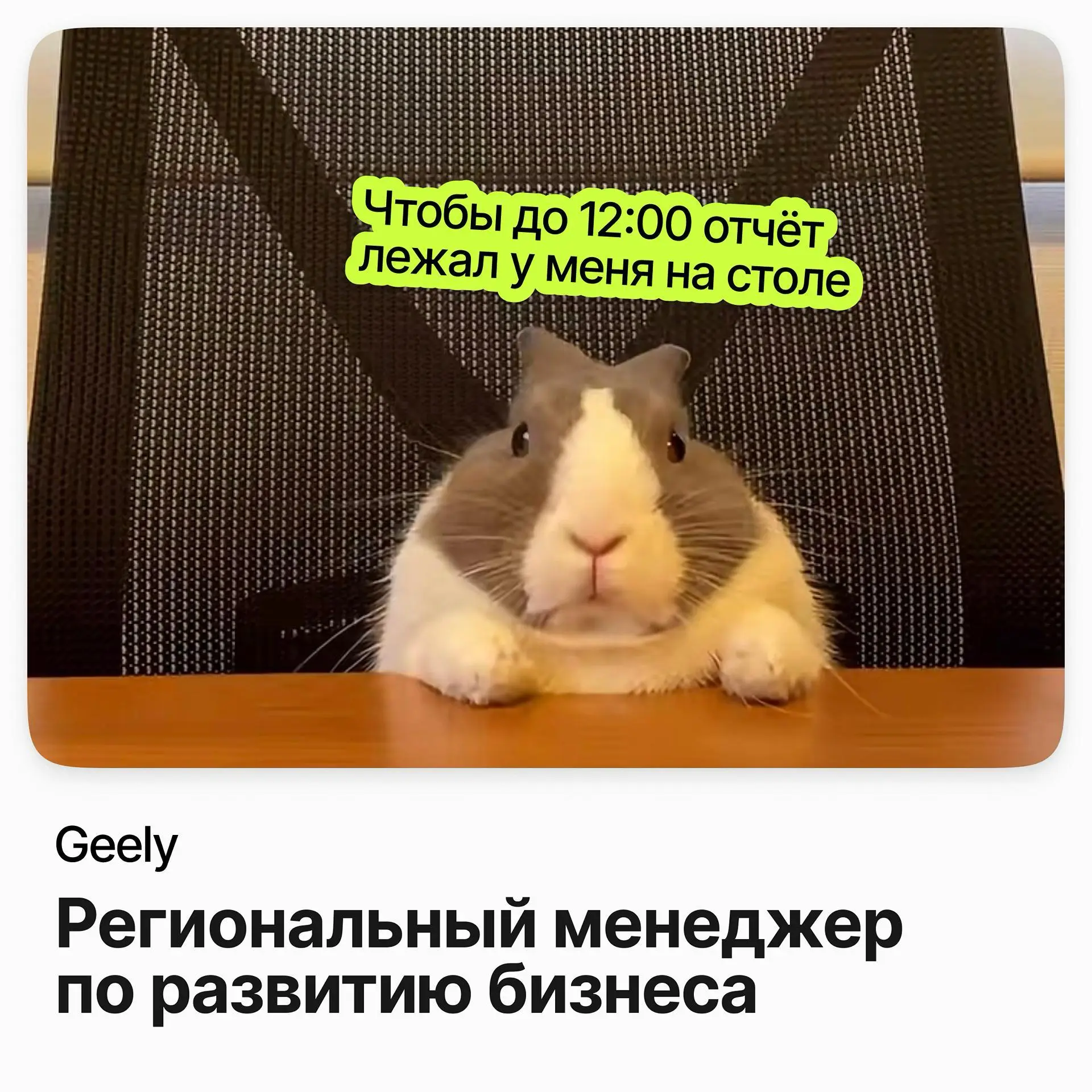 🎯 Региональный менеджер по развитию бизнеса / Geely
Geely — автомобильный бренд с дилерской сетью в России.
Ищут регионального менеджера по развитию бизнеса | Сетка — социальная сеть от hh.ru