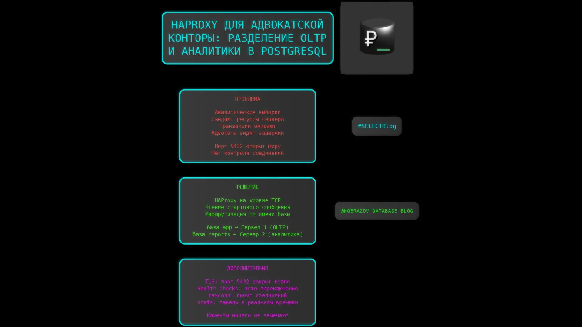 HAProxy в адвокатской конторе: OLTP и аналитика, PostgreSQL | Сетка — социальная сеть от hh.ru