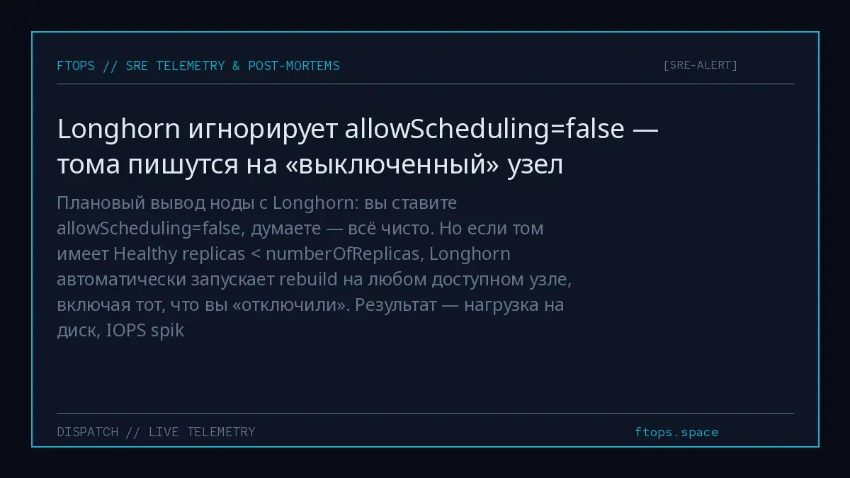 Плановый вывод ноды с Longhorn: вы ставите allowScheduling=false, думаете — всё чисто | Сетка — социальная сеть от hh.ru