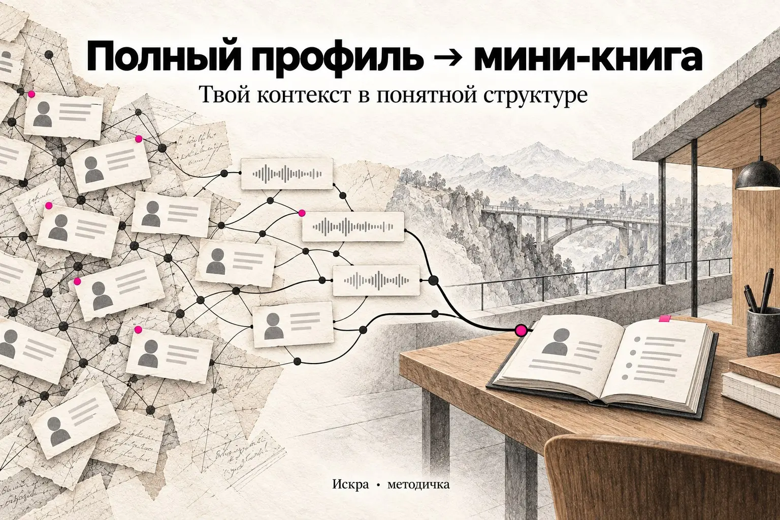 ПОЛНЫЙ ПРОФИЛЬ МОЖНО ПРЕВРАТИТЬ В МИНИ-КНИГУ
Когда мы распаковали звонки и переписки, у нас появляется не только короткое интро | Сетка — социальная сеть от hh.ru