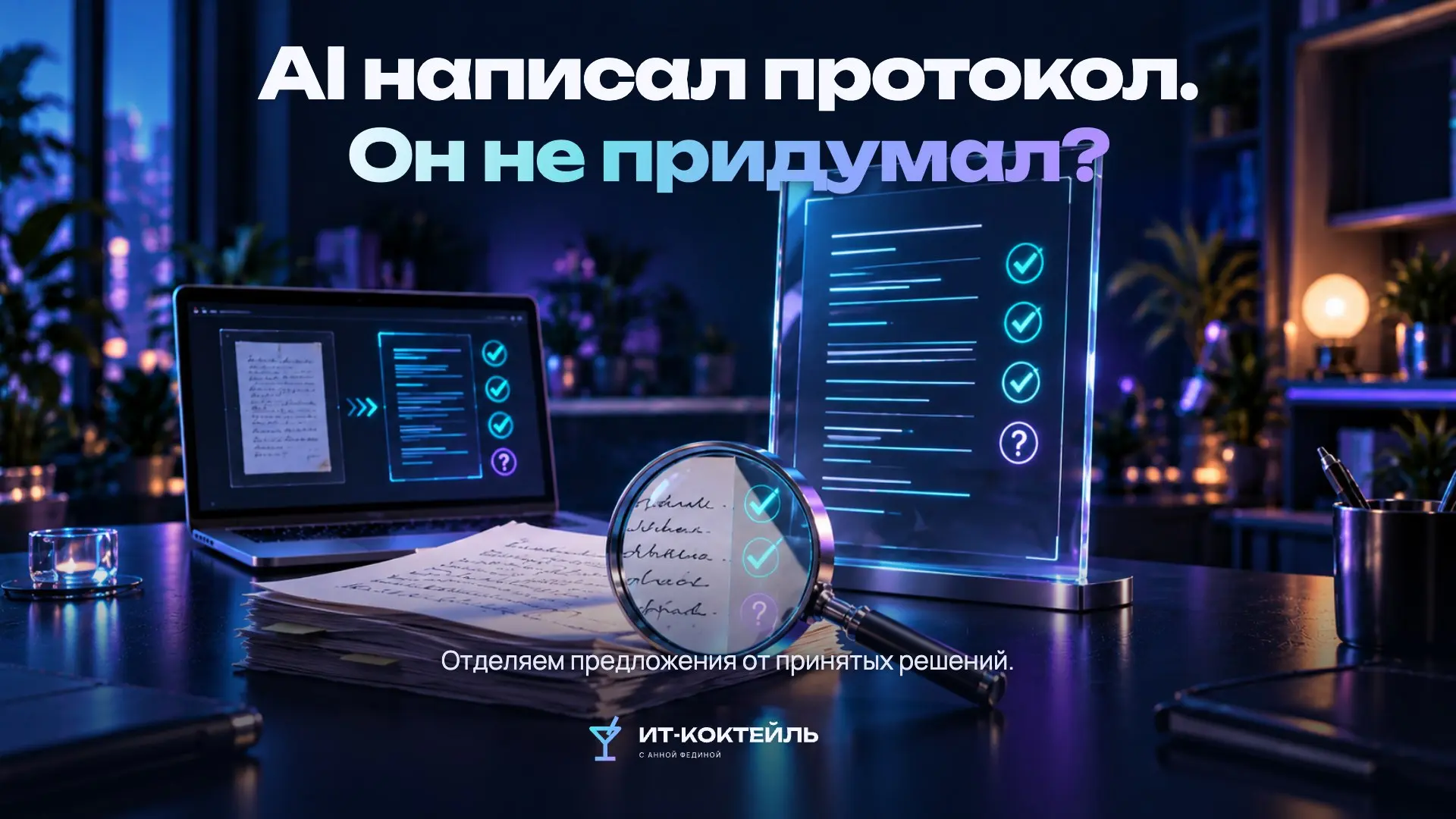 AI-протокол нужно проверять на выдуманные договорённости
«Хорошо бы запустить пилот» — предложение. «Запускаем пилот» — решение | Сетка — социальная сеть от hh.ru