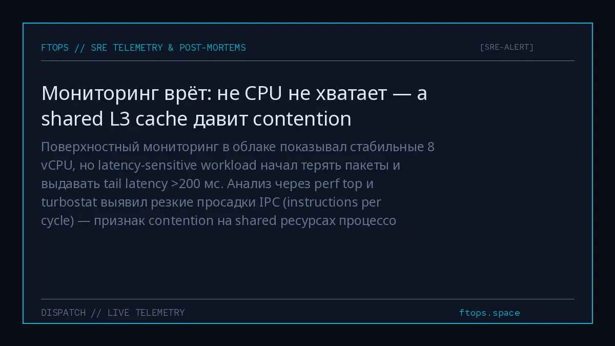 Поверхностный мониторинг в облаке показывал стабильные 8 vCPU, но latency-sensitive workload начал терять пакеты и выдавать tail latency >200 мс | Сетка — социальная сеть от hh.ru