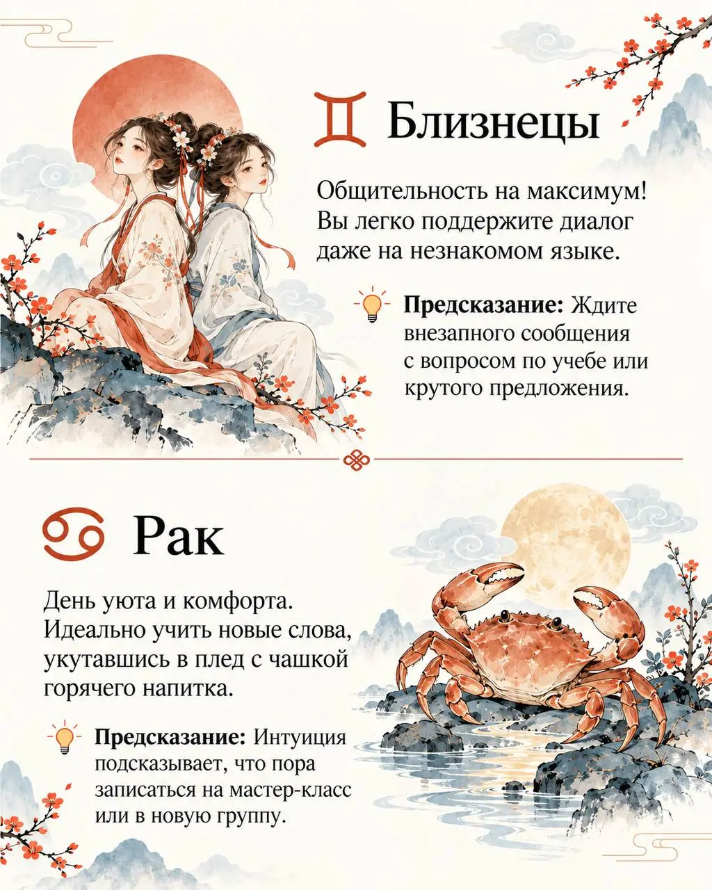 💎Китайский гороскоп предсказаний
Заглянули в звёзды и древние восточные свитки, чтобы узнать, что ждёт каждого из нас в ближайшие дни | Сетка — социальная сеть от hh.ru
