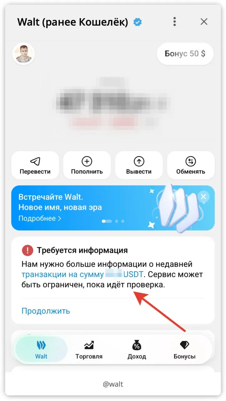 Я очень лояльный пользователь Wallet в Телеграмме, но что делать в таком случае - не понимаю. Просто перевод, личный, мелкий в USTD | Сетка — социальная сеть от hh.ru