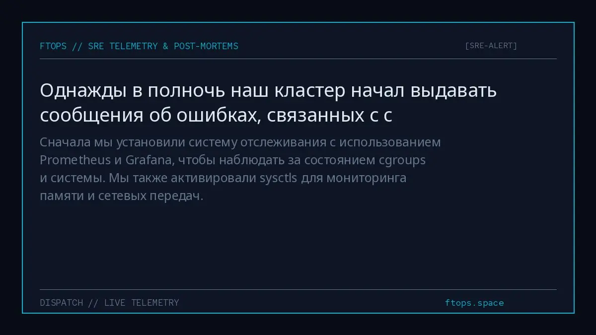 Сначала мы установили систему отслеживания с использованием Prometheus и Grafana, чтобы наблюдать за состоянием cgroups и системы | Сетка — социальная сеть от hh.ru