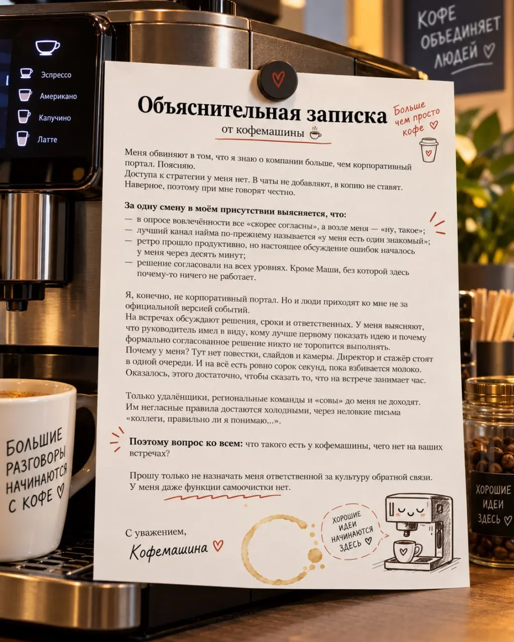 Если бы кофемашина могла разговаривать 👀 | Сетка — социальная сеть от hh.ru