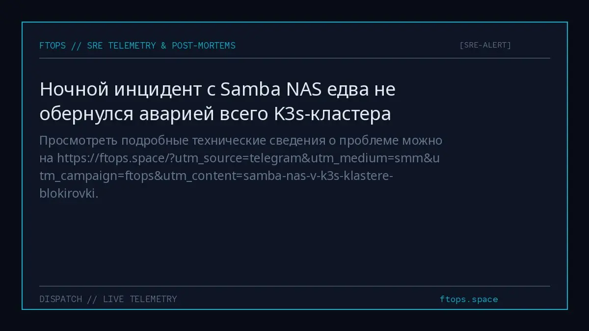 Просмотреть подробные технические сведения о проблеме можно на https://ftops.space/?utm*source=telegram&utm*medium=smm&utm*campaign=ftops&utm*content=samba-nas-v-k3s-klastere-blokirovki. | Сетка — социальная сеть от hh.ru