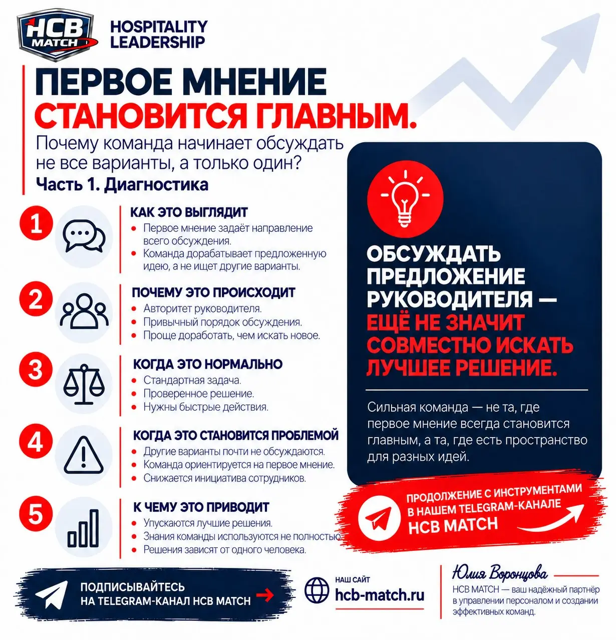 Первое мнение становится главным. Почему команда начинает обсуждать не все варианты, а только один? Часть 1 | Сетка — социальная сеть от hh.ru