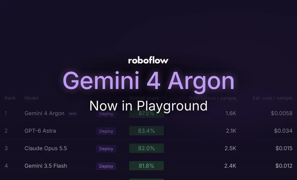 Новое на игровой площадке
Программа Gemini 4 Argon теперь доступна в Roboflow Playground. Вы можете запустить её параллельно с GPT-6 Astra или Gemini 3 | Сетка — социальная сеть от hh.ru