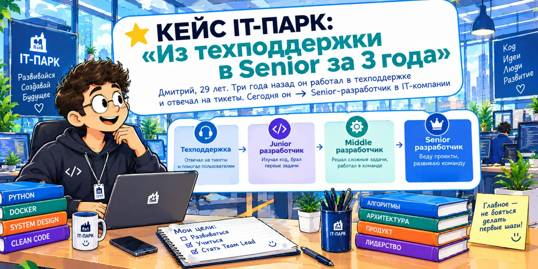 ⭐КЕЙС IT-ПАРК: «Из техподдержки в Senior за 3 года» | Сетка — социальная сеть от hh.ru