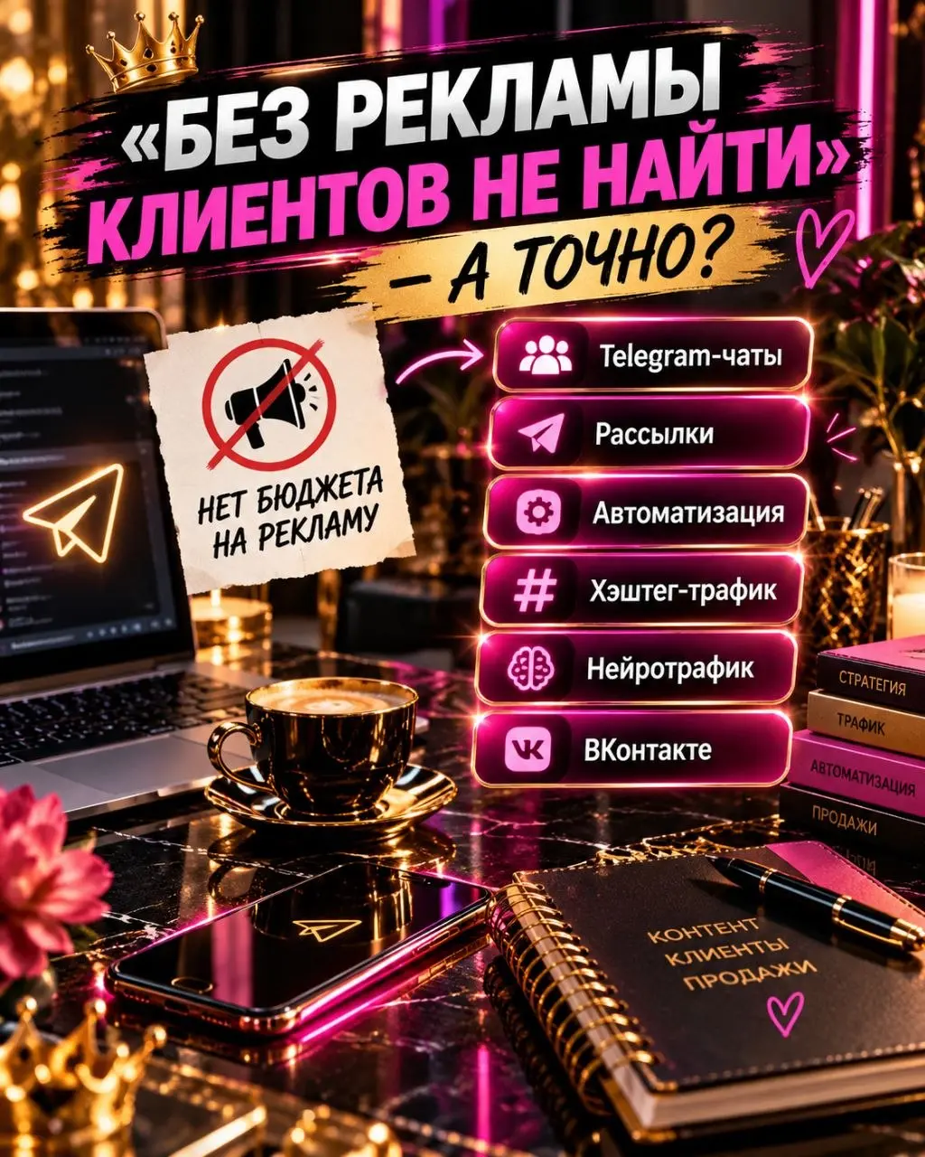 🔥 «БЕЗ РЕКЛАМЫ КЛИЕНТОВ НЕ НАЙТИ» — А ТОЧНО?
Я часто вижу, как люди рассуждают:
Нет бюджета на рекламу — значит, клиентов не будет. Нет денег на продвижение — придётся сидеть и ждать | Сетка — социальная сеть от hh.ru