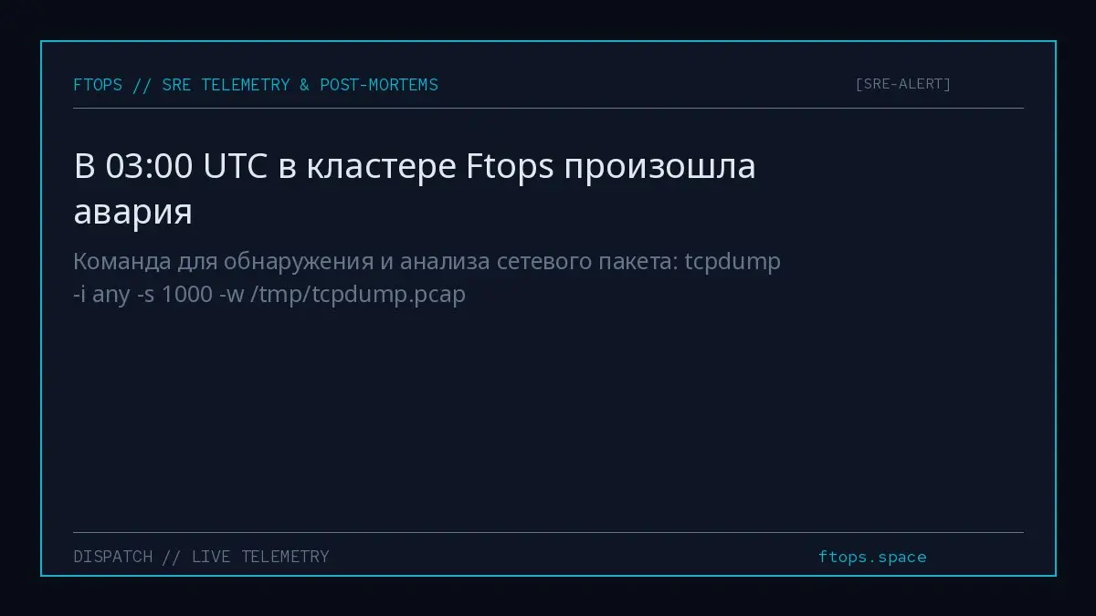 Команда для обнаружения и анализа сетевого пакета: tcpdump -i any -s 1000 -w /tmp/tcpdump.pcap | Сетка — социальная сеть от hh.ru