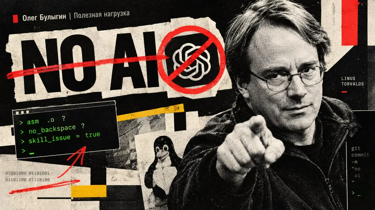 «Тогда пишите код на ассемблере и без бэкспейса» — Линус Торвальдс выдал базу про запрет нейросетей 🤌
В рассылке ядра попытались зарегулировать и запретить использование нейросетей разработчиками | Сетка — социальная сеть от hh.ru