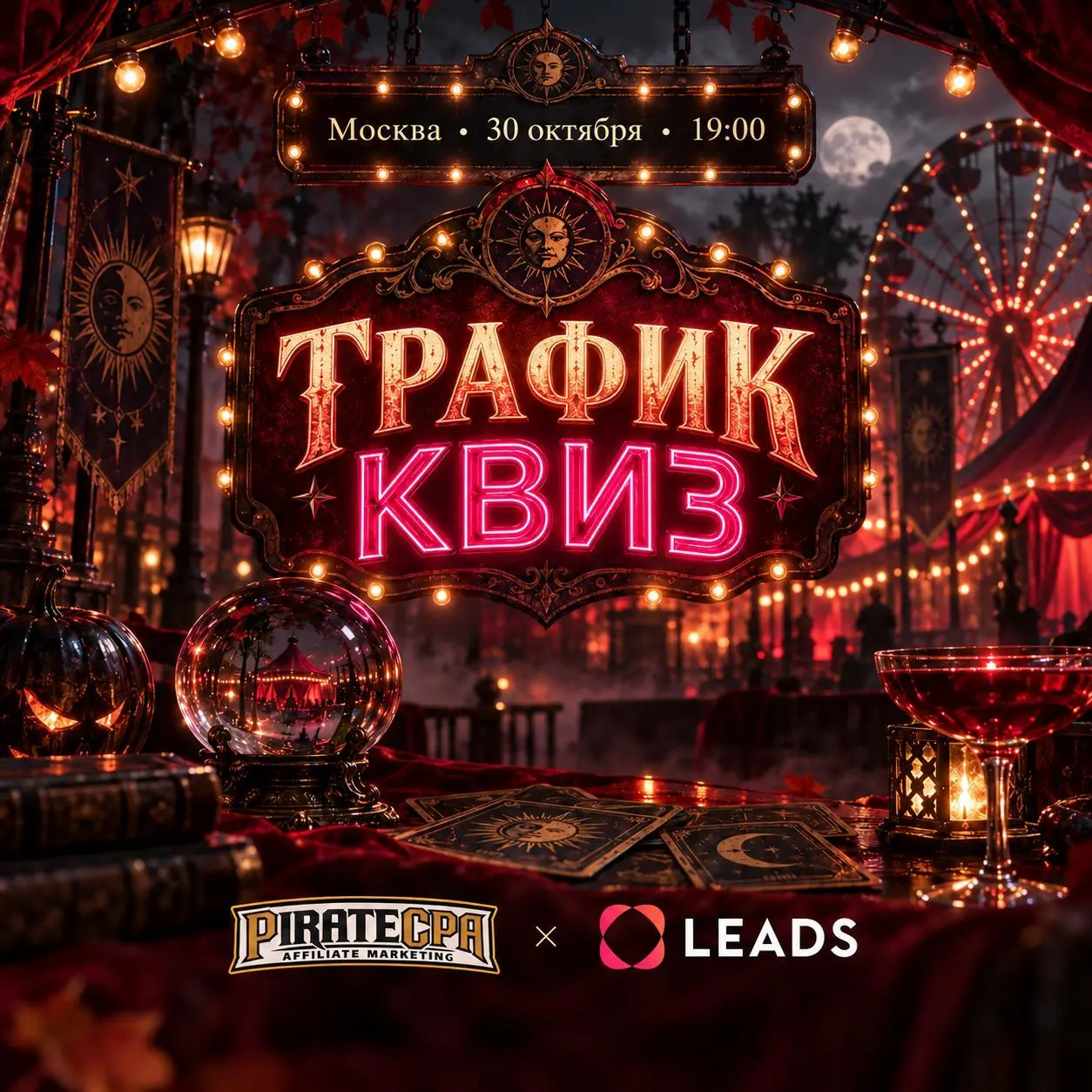 🎃 Трафик-квиз от LEADS и PIRATE CPA — 30 октября в Москве!
Коллеги проводят ивент для веб-мастеров, арбитражных команд и специалистов по affiliate-маркетингу | Сетка — социальная сеть от hh.ru