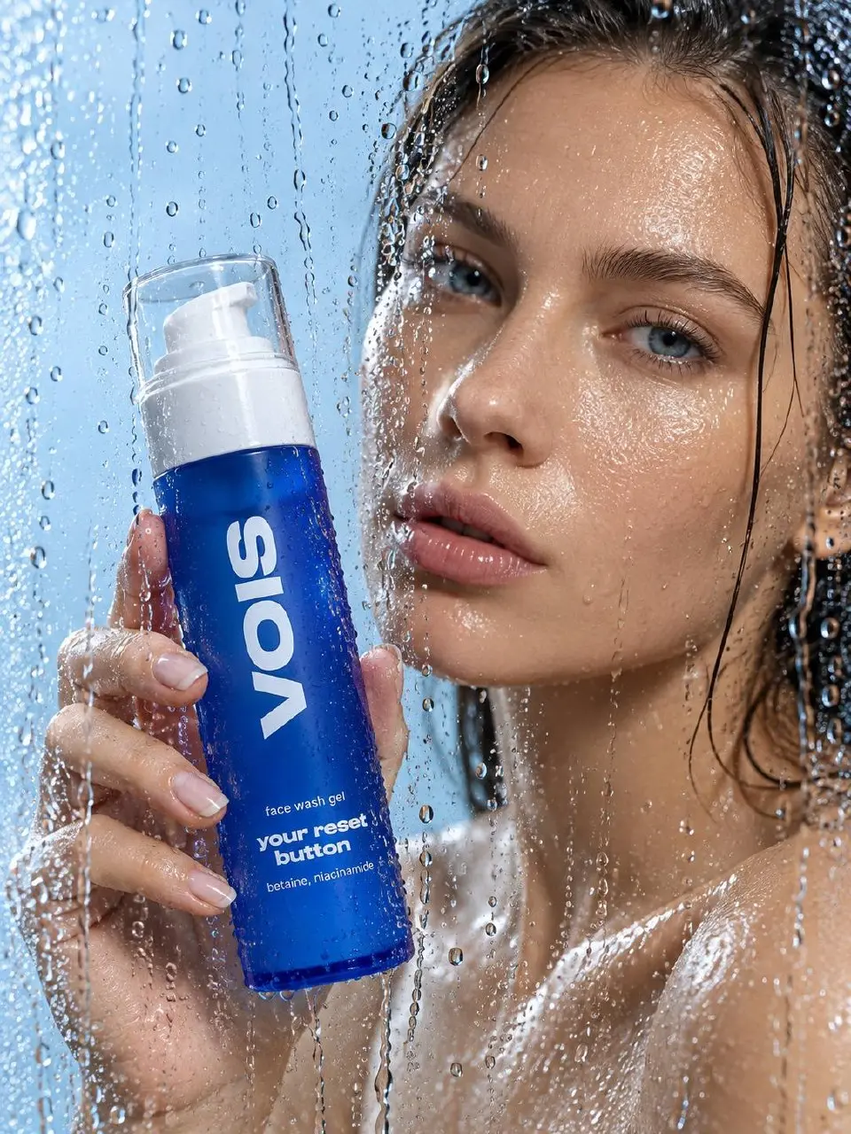 Один продукт, целая серия 💧
Создала AI-фотосессию для геля VOIS: предметные кадры с водой и каплями, крупные планы упаковки и съёмка с моделью.
Всю серию объединила свежая голубая гамма | Сетка — социальная сеть от hh.ru