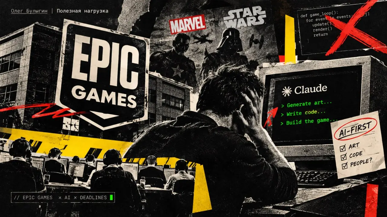 «Ни строчки кода руками»: Epic Games нашла способ спасти горящие дедлайны 🤡
Амбициозный шутер Epic Games и Disney по Marvel и Star Wars трещит по швам и не укладывается в сроки | Сетка — социальная сеть от hh.ru