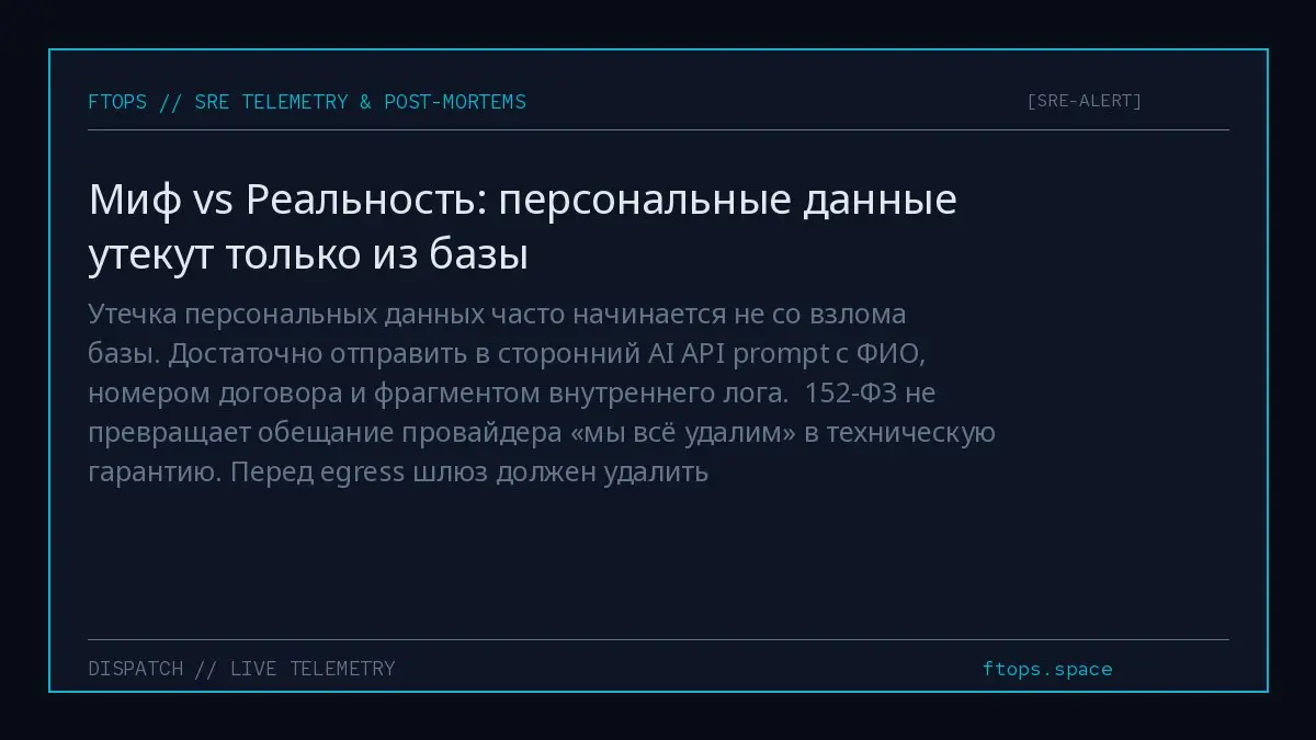 Утечка персональных данных часто начинается не со взлома базы. Достаточно отправить в сторонний AI API prompt с ФИО, номером договора и фрагментом внутреннего лога | Сетка — социальная сеть от hh.ru