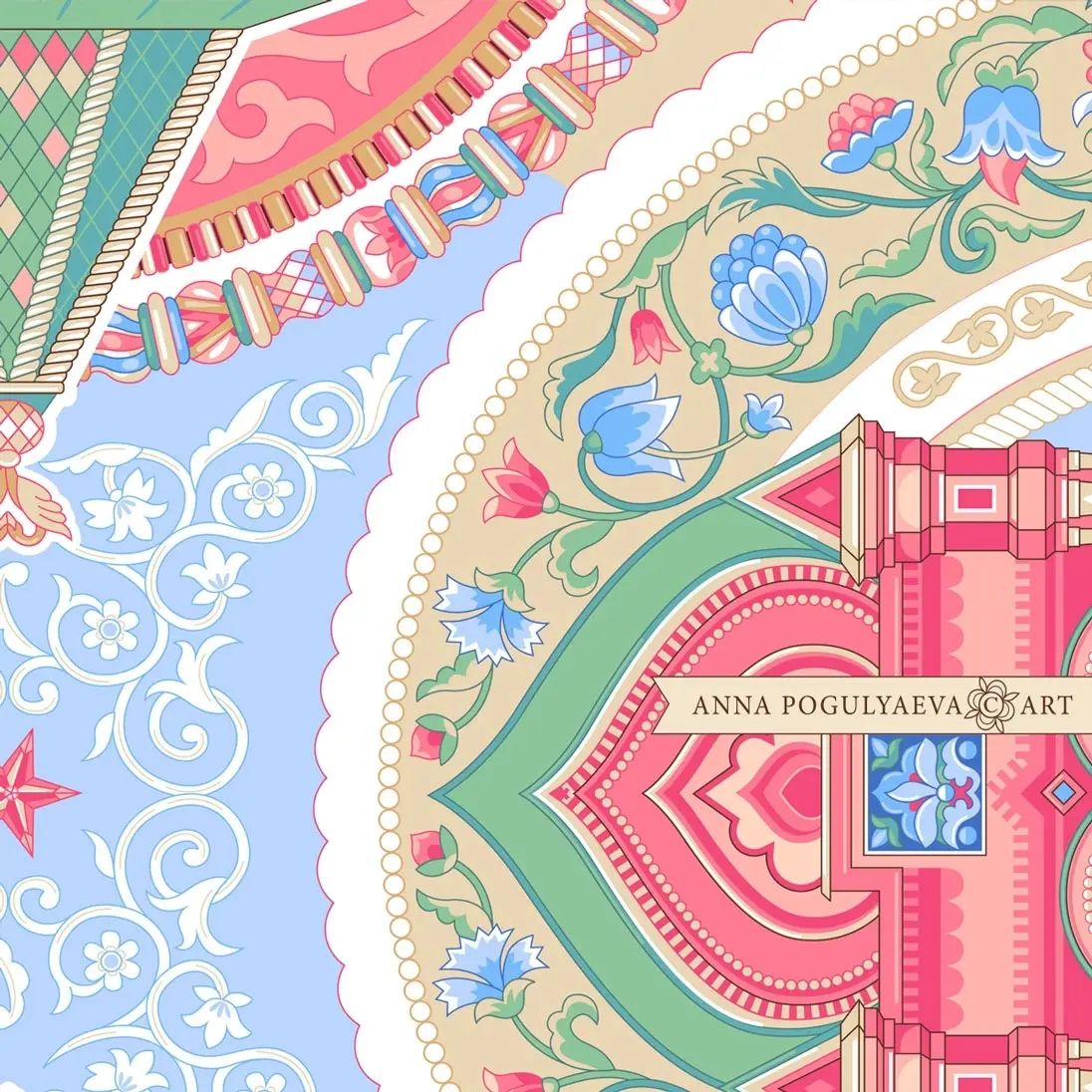 Дизайн принта для шелкового платка. Векторная иллюстрация | Сетка — социальная сеть от hh.ru