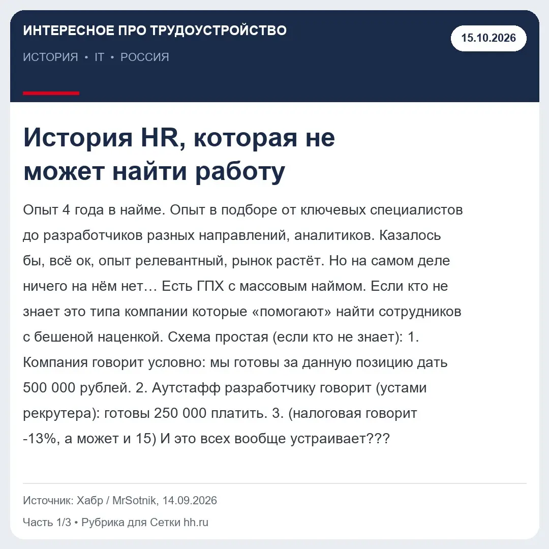 ИНТЕРЕСНОЕ ПРО ТРУДОУСТРОЙСТВО | Сетка — социальная сеть от hh.ru