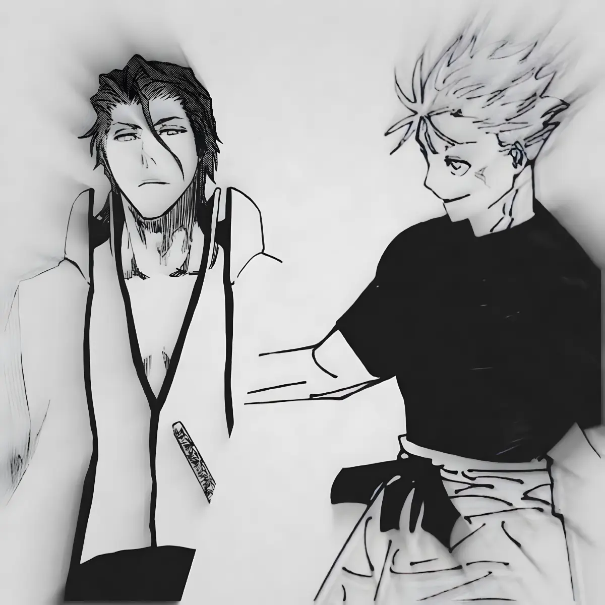 Решил сделать кроссовер арт Bleach / Jujutsu Kaisen, и создать встречу Gojo Satoru с Aizen Sosuke. | Сетка — социальная сеть от hh.ru