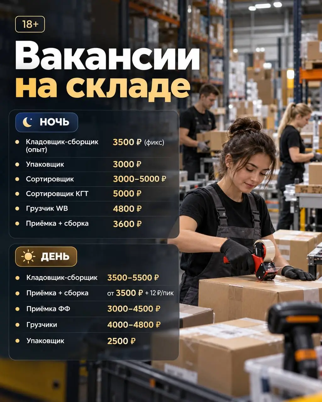 1️⃣КЛАДОВЩИК-СБОРЩИК,
2️⃣УПАКОВЩИК,
3️⃣СОРТИРОВЩИК,
4️⃣СОРТИРОВЩИК КГТ,
5️⃣ГРУЗЧИК WB,
6️⃣СОТРУДНИК НА ПРИЁМКУ И СБОРКУ,
7️⃣СОТРУДНИК НА ПРИЁМКУ ФФ,
8️⃣ГРУЗЧИК
склад
• Мытищи
• Логистика
• +7999536431... | Сетка — социальная сеть от hh.ru