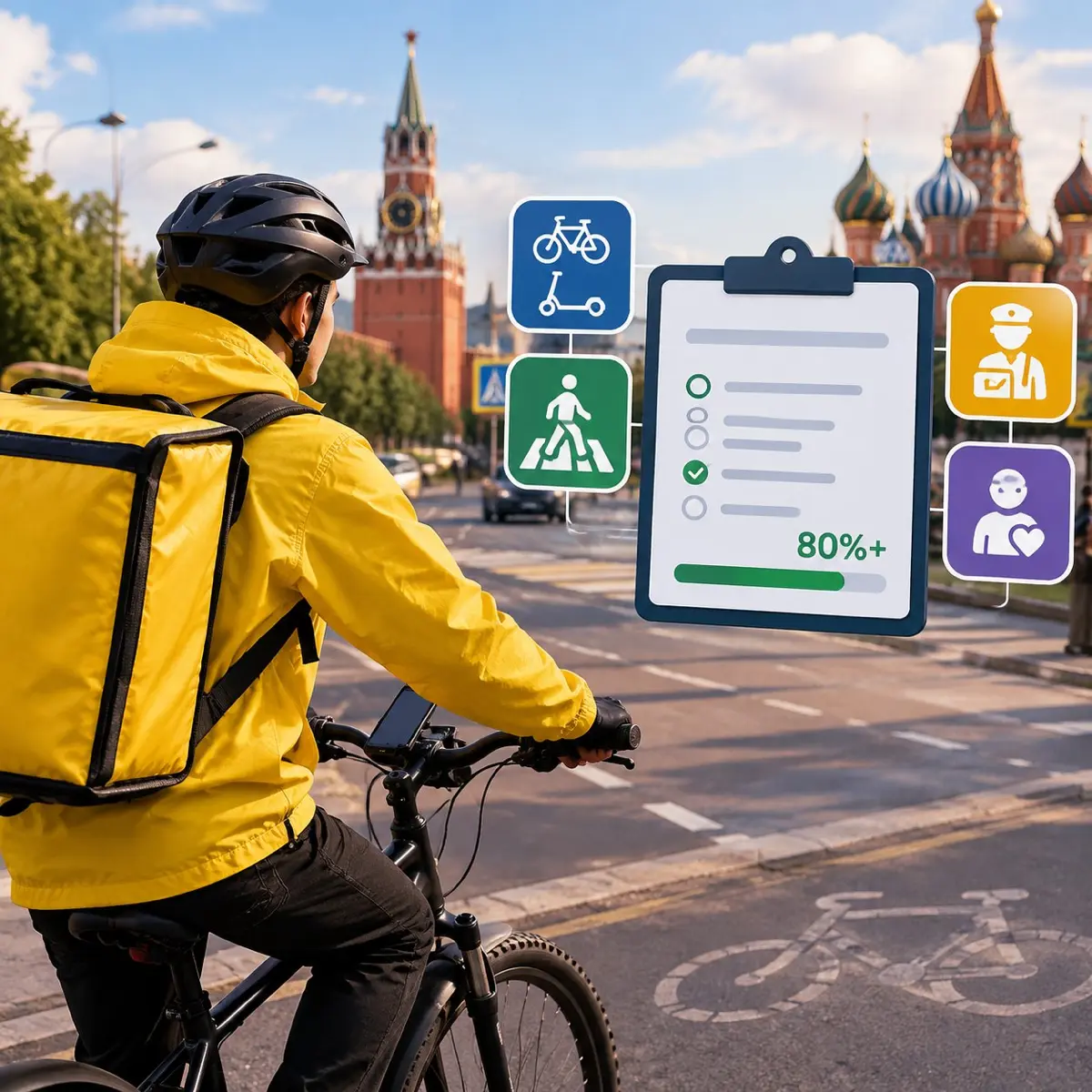 🚴‍♂️ Курьеры в Москве теперь сдают экзамен на знание ПДД! | Сетка — социальная сеть от hh.ru