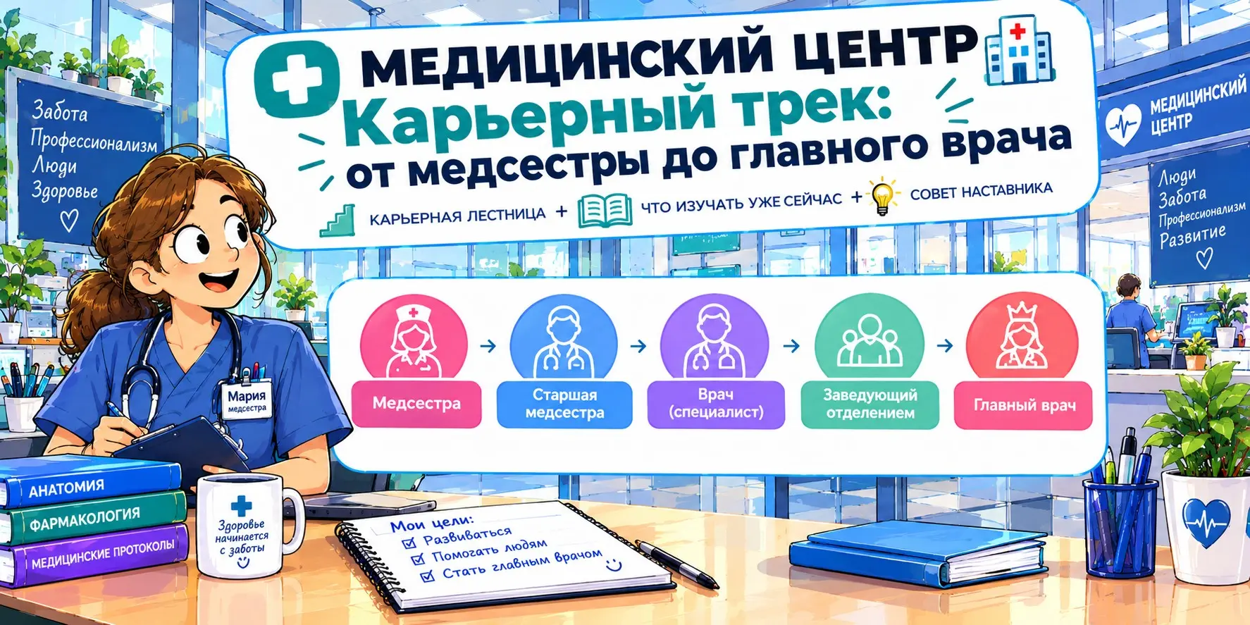ЛОКАЦИЯ🏥 МЕДЦЕНТР
Карьерный трек: от медсестры до главврача | Сетка — социальная сеть от hh.ru