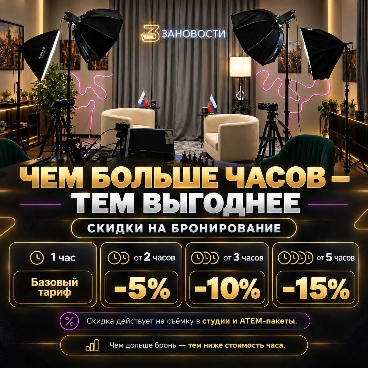 🎬 АРЕНДА ВИДЕОСТУДИИ «ЗАНОВОСТИ» В МОСКВЕ — ОТ 1 500 ₽/ЧАС!
«Зановости» — полностью оборудованная видеостудия, где можно реализовать практически любую идею: от сольного блога до многокамерного интервь... | Сетка — социальная сеть от hh.ru