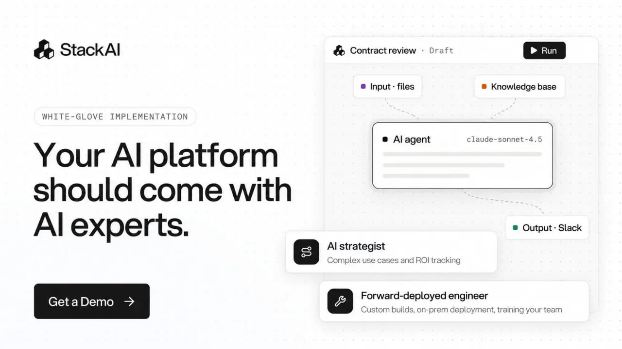 Представлено компанией STACKAI
Для сложных агентов искусственного интеллекта необходима платформа и команда развертывания.
Детали Palantir в масштабе Salesforce | Сетка — социальная сеть от hh.ru