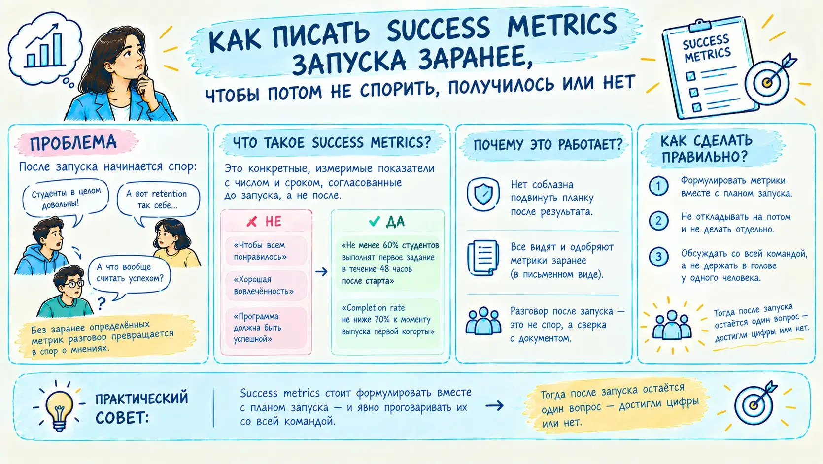 Как писать success metrics запуска заранее... | Сетка — социальная сеть от hh.ru