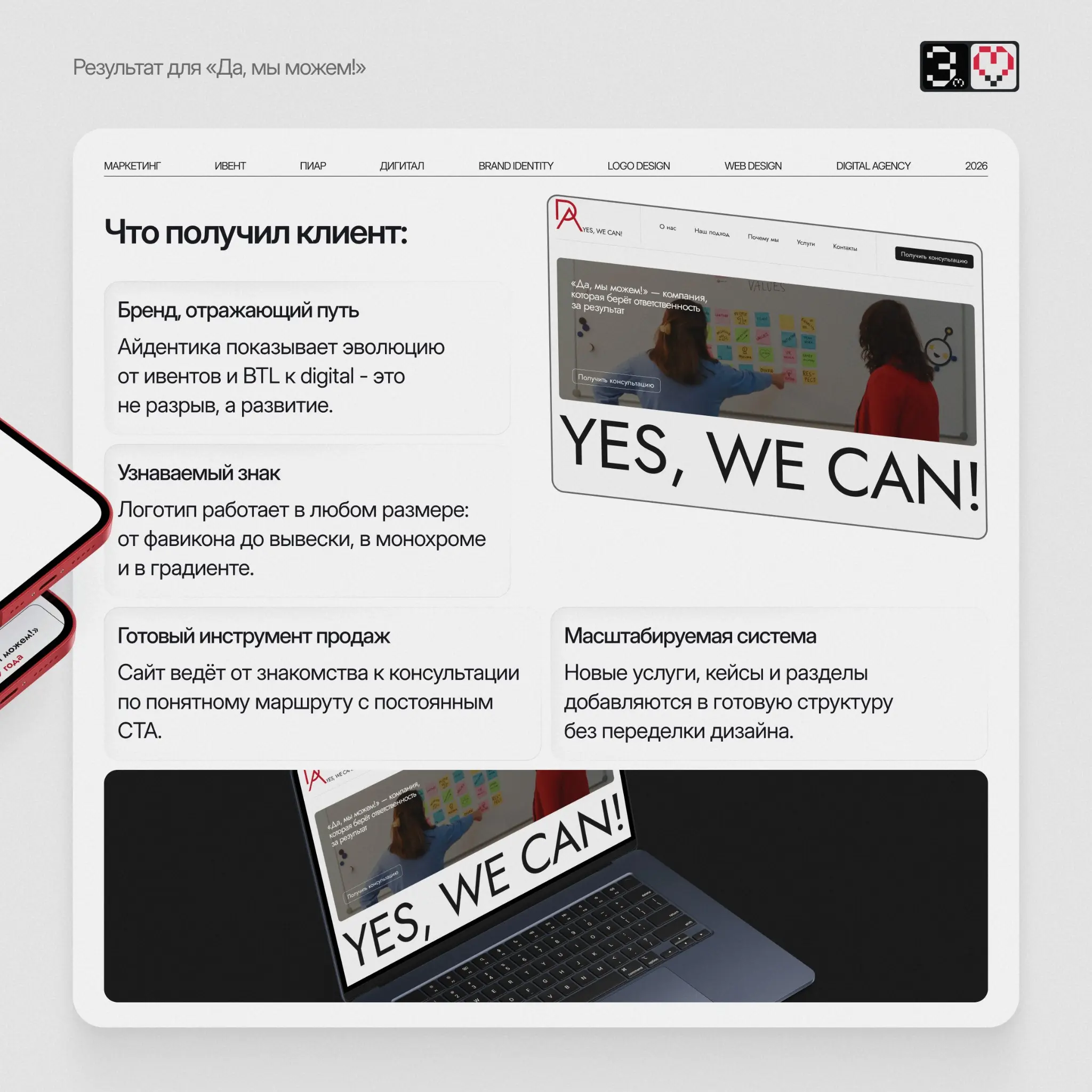 Кейс: айдентика и сайт для агентства «Да, мы можем!» | Сетка — социальная сеть от hh.ru