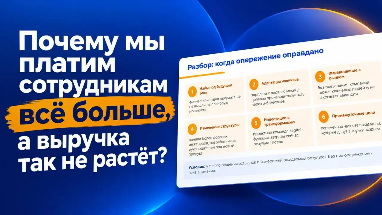 Гендиректор:
Почему мы платим сотрудникам всё больше, а выручка так не растёт?
Что ответит HR?
Представьте, что этот вопрос вам задаёт собственник компании | Сетка — социальная сеть от hh.ru