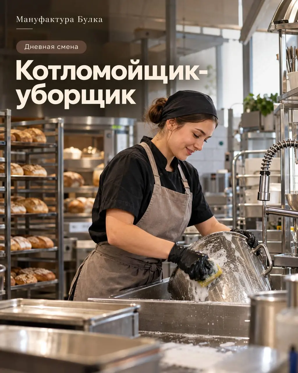 КОТЛОМОЙЩИК-УБОРЩИК
От 4 500₽/смена
мануфактура «Булка»
• Москва, м | Сетка — социальная сеть от hh.ru