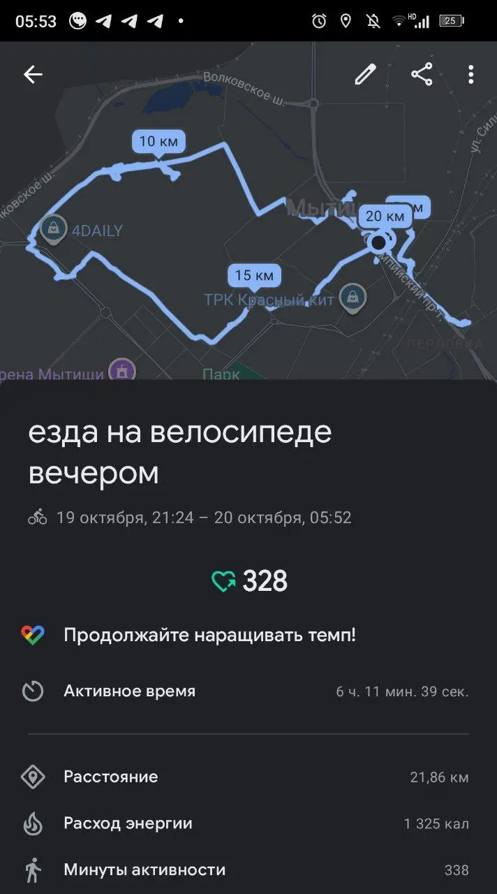 Накатал конечно не хило так, по факту с 21:25 до 02:20 я катался, ну и 21,8 км накатал за это время. Неплохо так вышло.
И мог бы ещё покататься, но

Холодно было, я замёрз | Сетка — социальная сеть от hh.ru