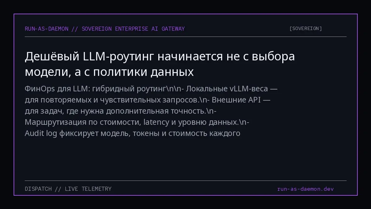 ФинOps для LLM: гибридный роутингnn- Локальные vLLM-веса — для повторяемых и чувствительных запросов.n- Внешние API — для задач, где нужна дополнительная точность | Сетка — социальная сеть от hh.ru