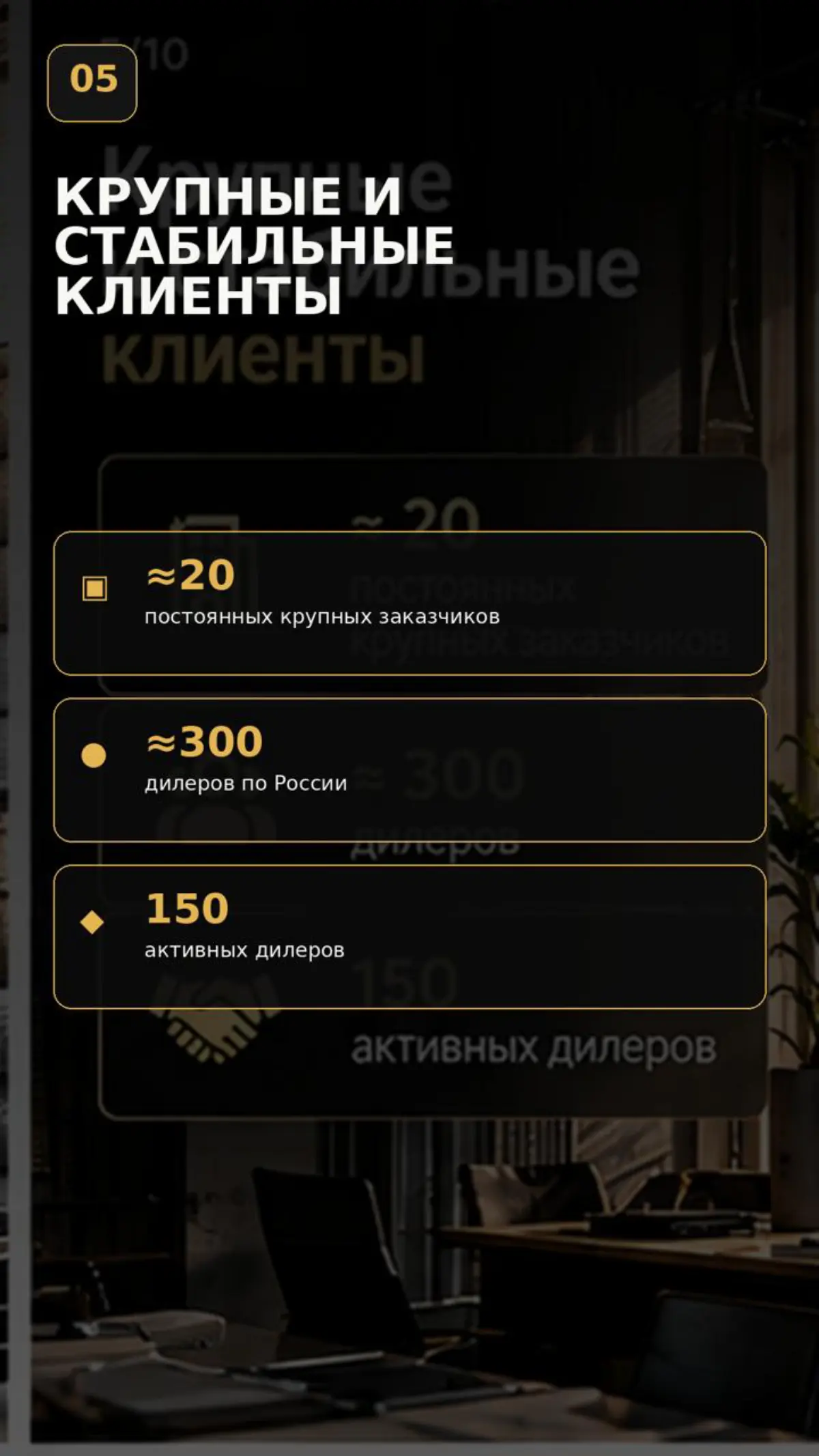 Продаётся действующий производственный бизнес в Москве — производство жалюзи и солнцезащитных систем с чистой прибылью около 2 200 000 ₽ в месяц.
Компания работает более 20 лет | Сетка — социальная сеть от hh.ru