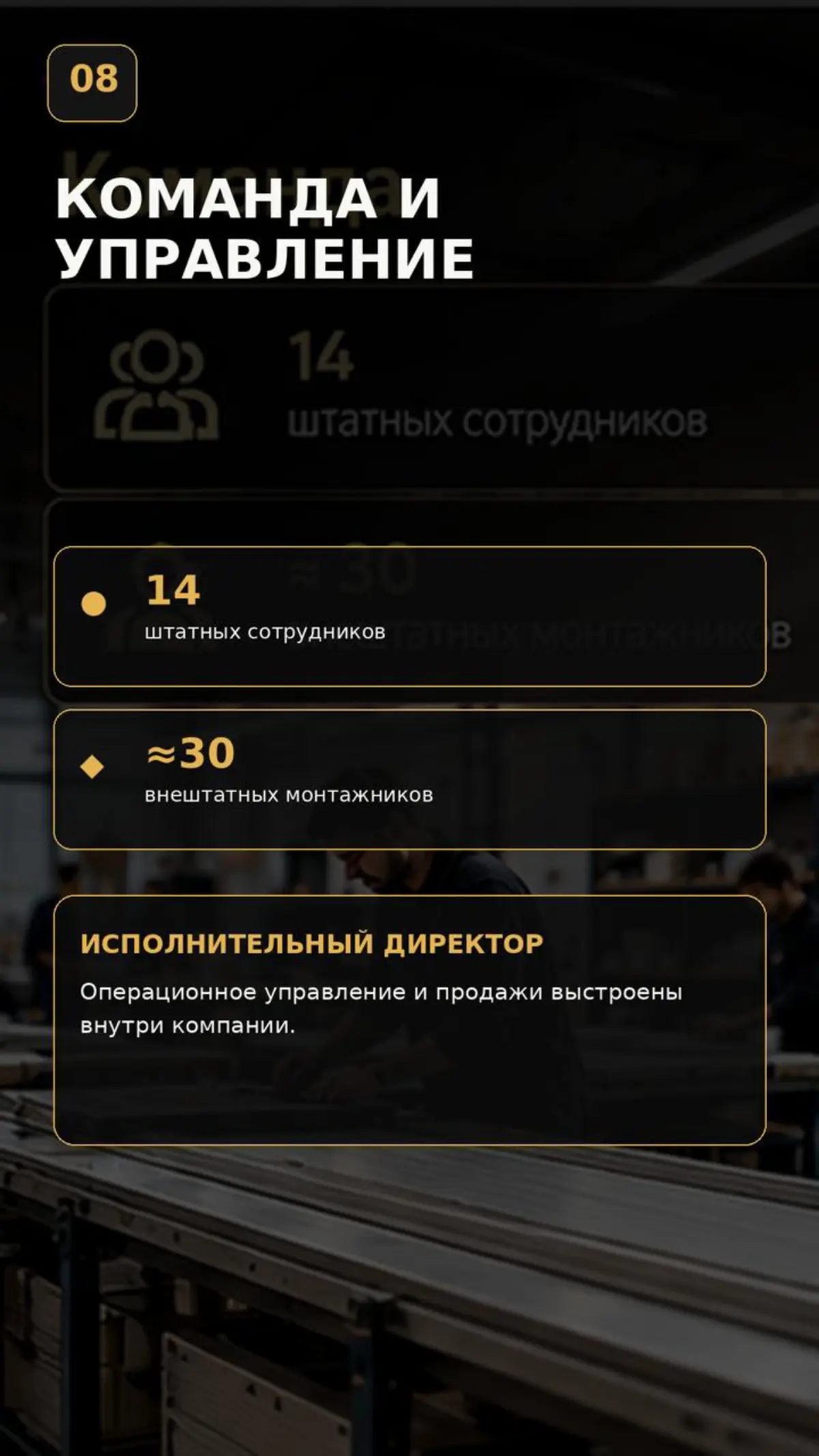Продаётся действующий производственный бизнес в Москве — производство жалюзи и солнцезащитных систем с чистой прибылью около 2 200 000 ₽ в месяц.
Компания работает более 20 лет | Сетка — социальная сеть от hh.ru