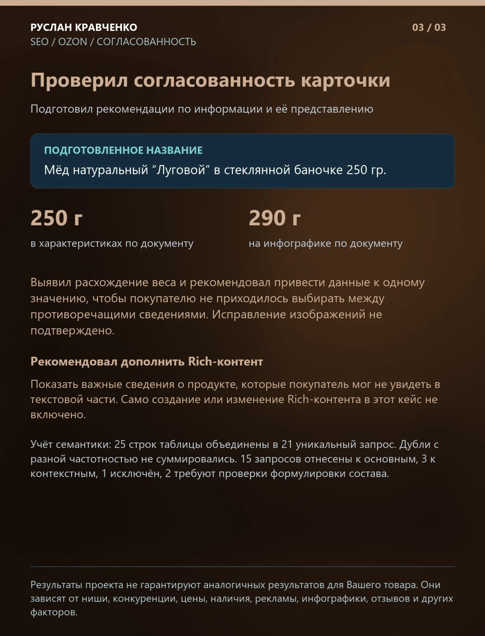 SEO мёда на Ozon: точный фокус на продукте | Сетка — социальная сеть от hh.ru