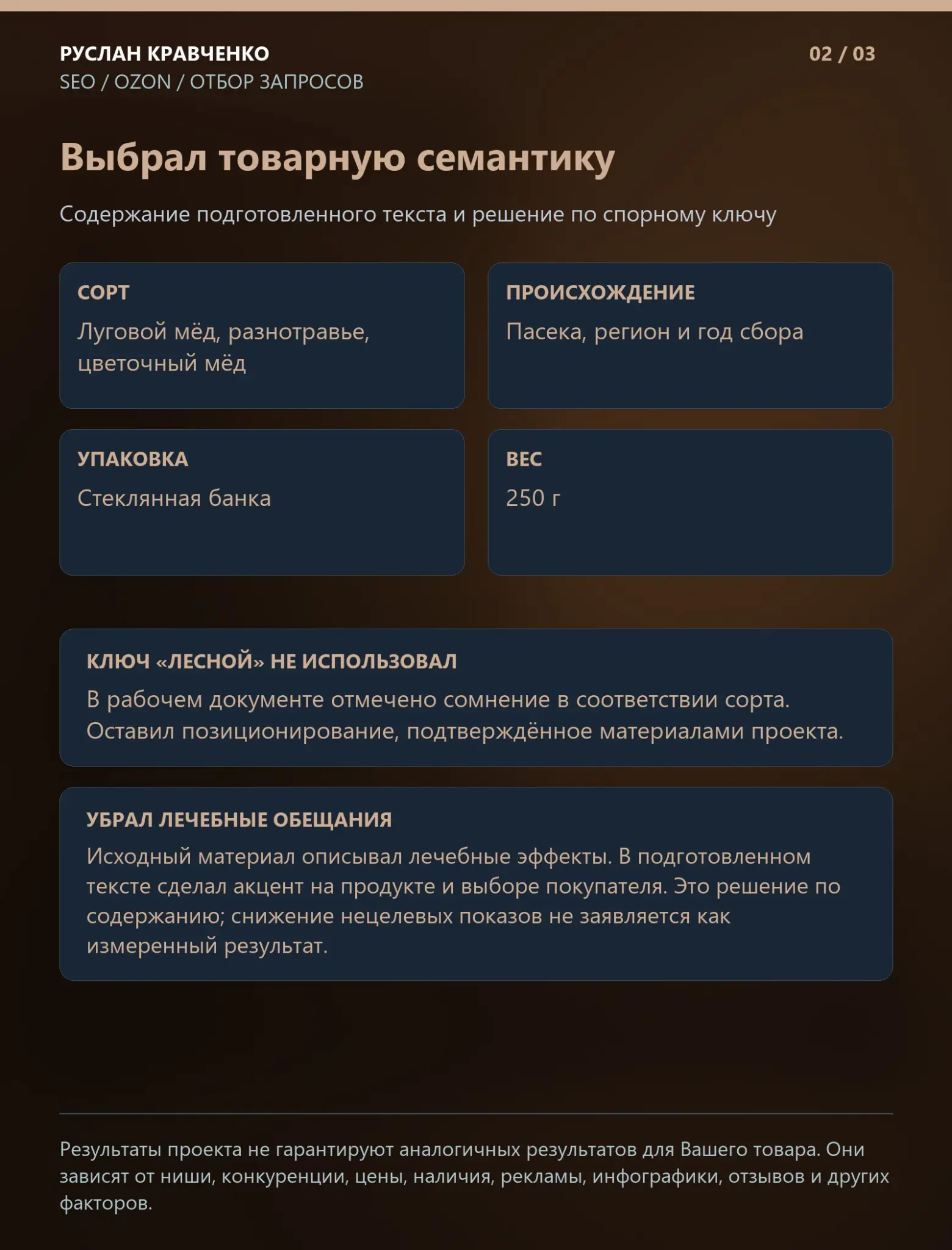 SEO мёда на Ozon: точный фокус на продукте | Сетка — социальная сеть от hh.ru