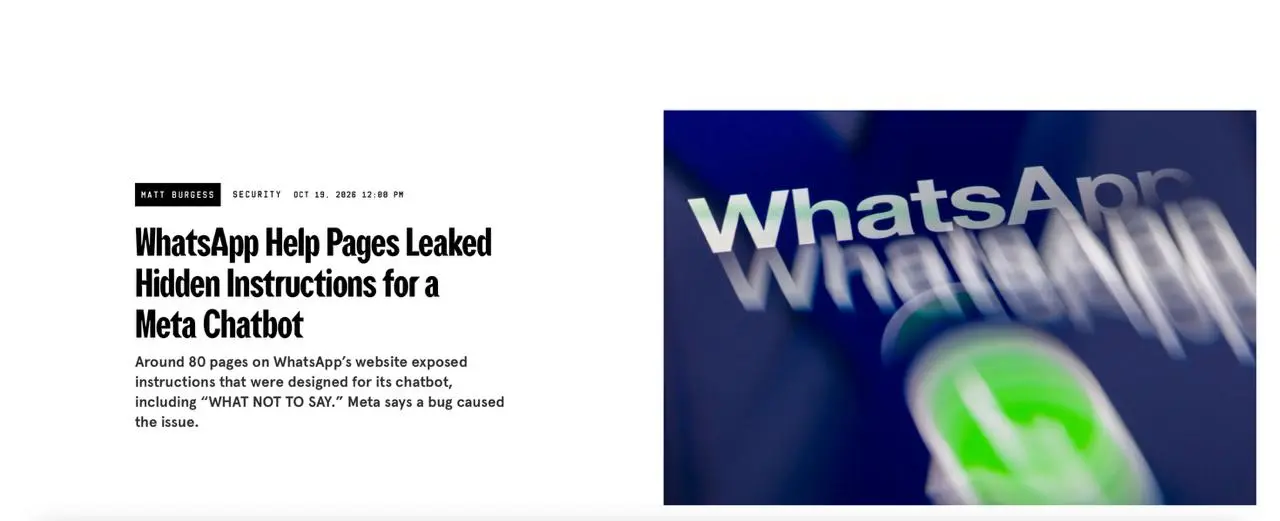 WhatsApp* по ошибке опубликовал секретные инструкции своего ИИ. Там — не советовать пользователям обращаться к регуляторам | Сетка — социальная сеть от hh.ru