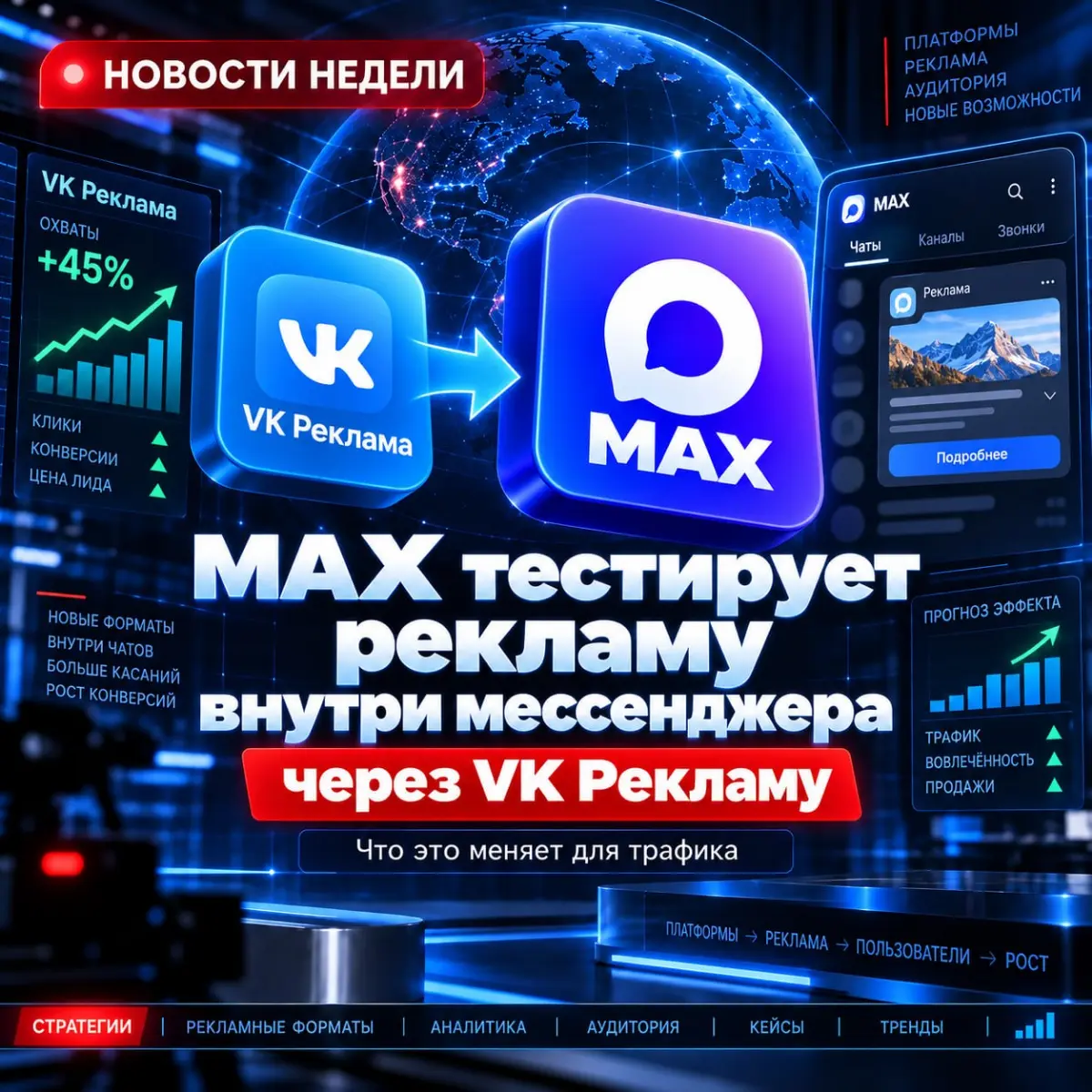 В MAX начали тестировать рекламу прямо внутри мессенджера.
Не посевы. Не переходы из Яндекса или VK.
Реклама будет показываться пользователю уже внутри MAX | Сетка — социальная сеть от hh.ru